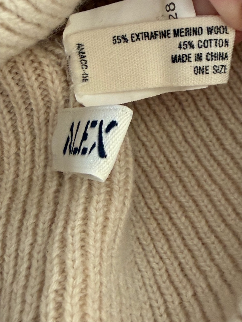 Alex Mill Cream Ribbed Knit Beanie - Picture 3 of 3